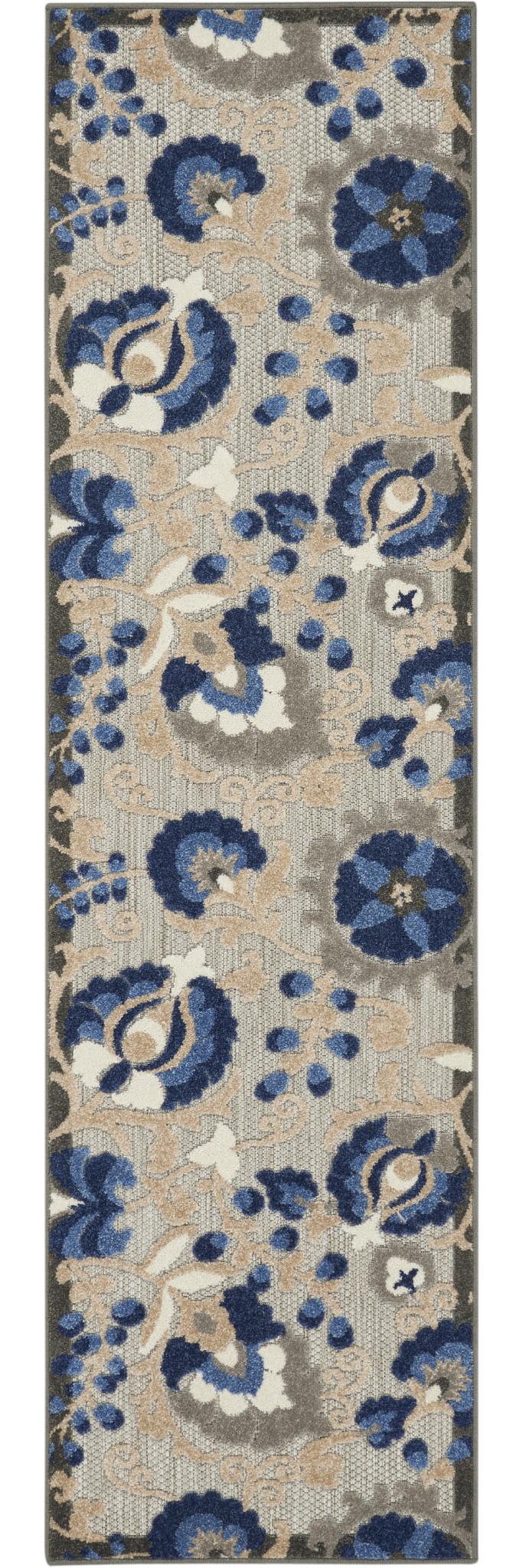 8' Blue And Gray Indoor Outdoor Area Rug