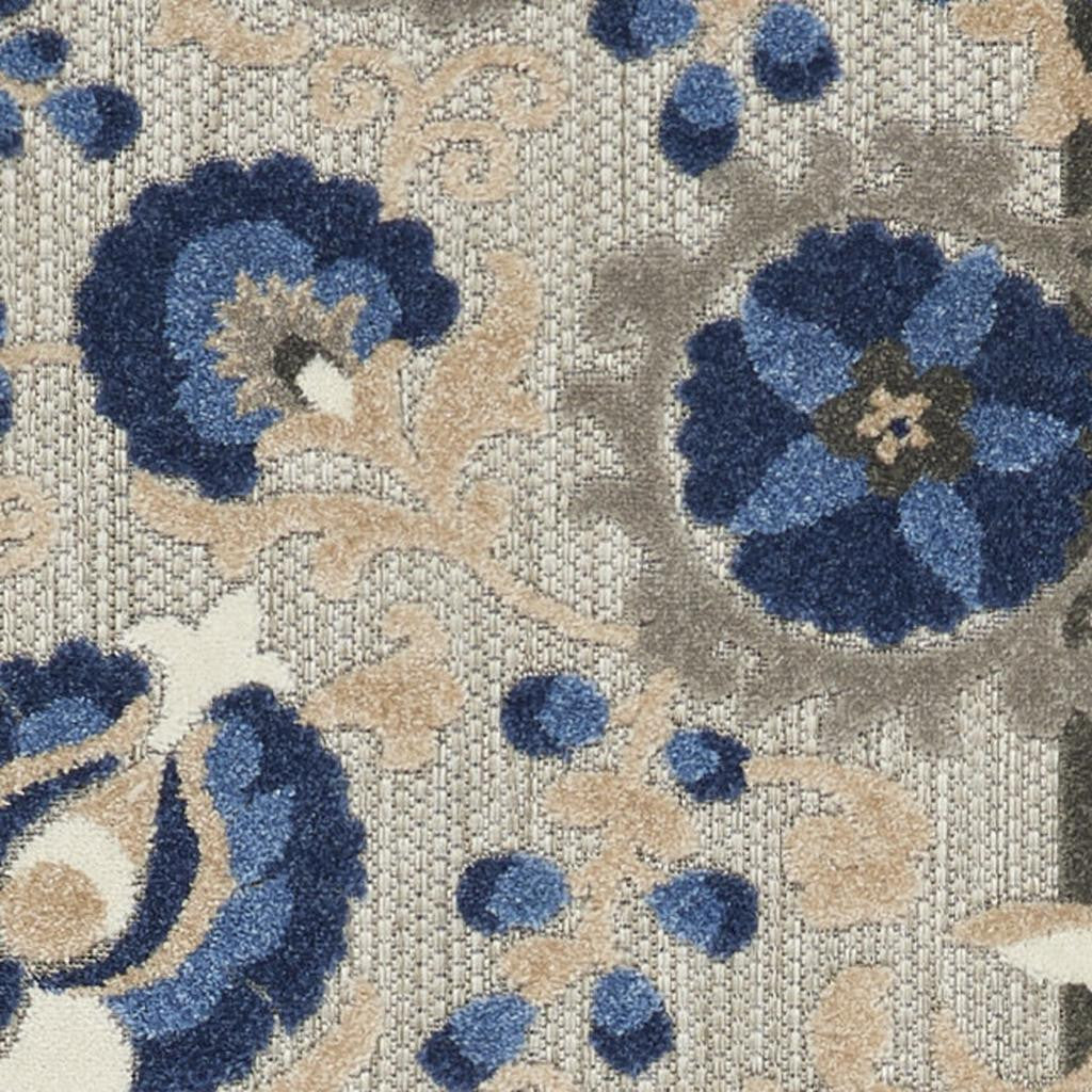 8' Blue And Gray Indoor Outdoor Area Rug