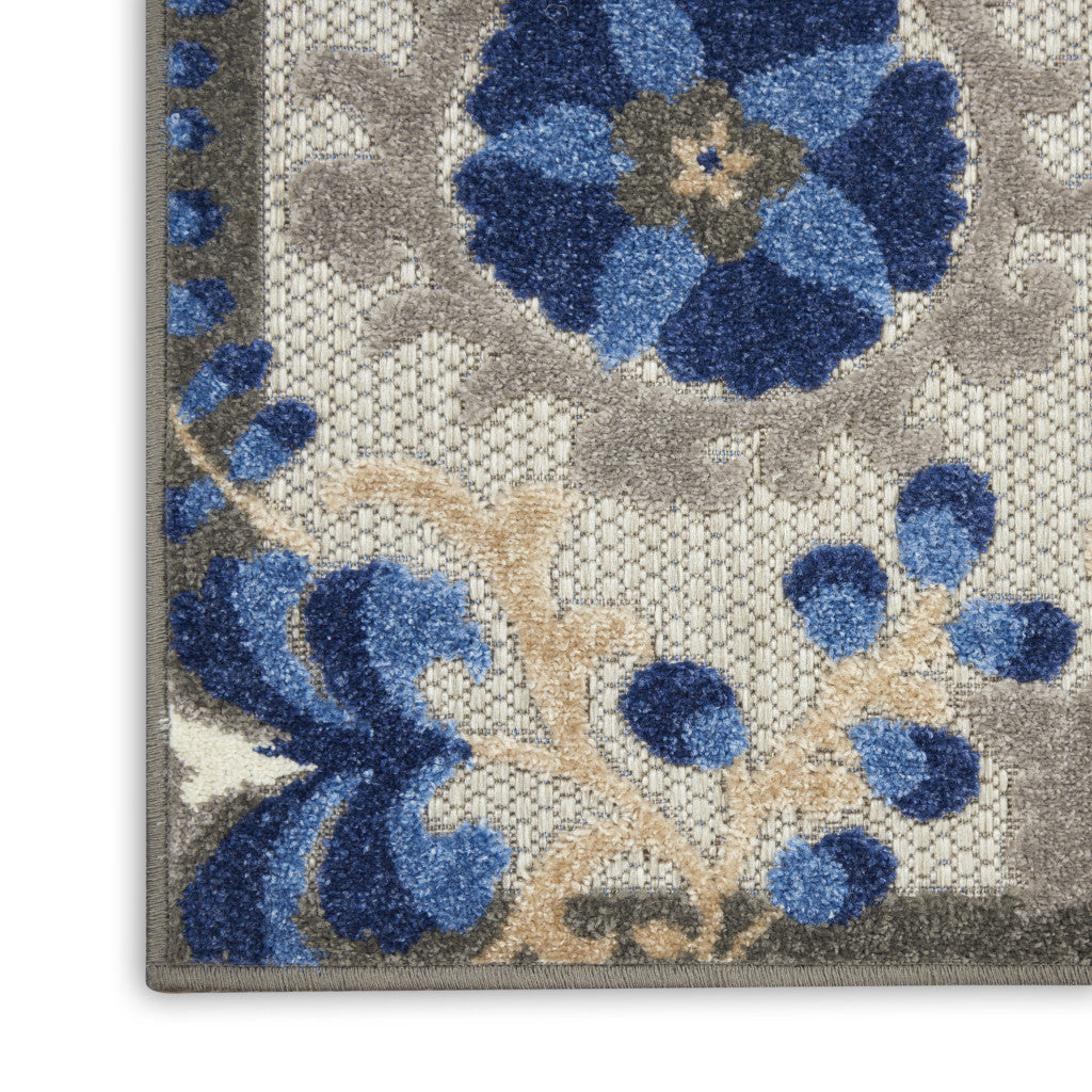 8' Blue And Gray Indoor Outdoor Area Rug