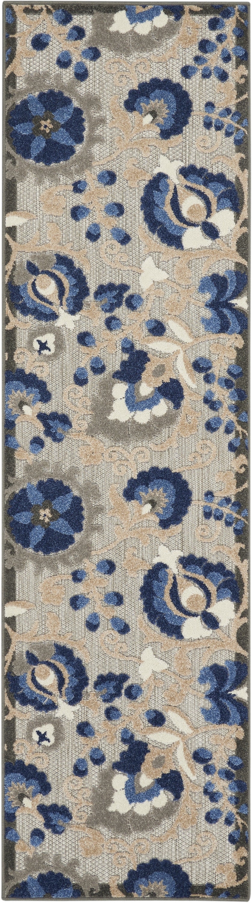 8' Blue And Gray Indoor Outdoor Area Rug