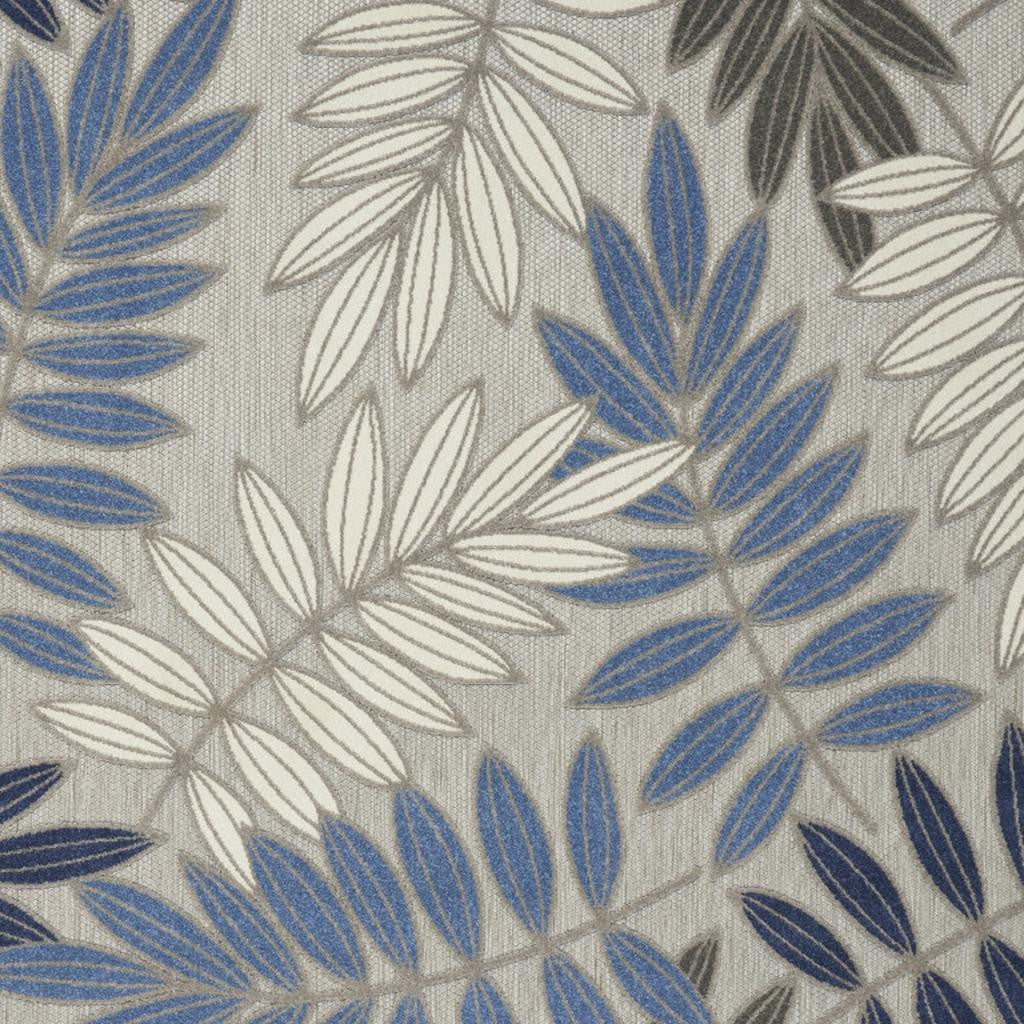8' X 11' Blue And Gray Floral Indoor Outdoor Area Rug