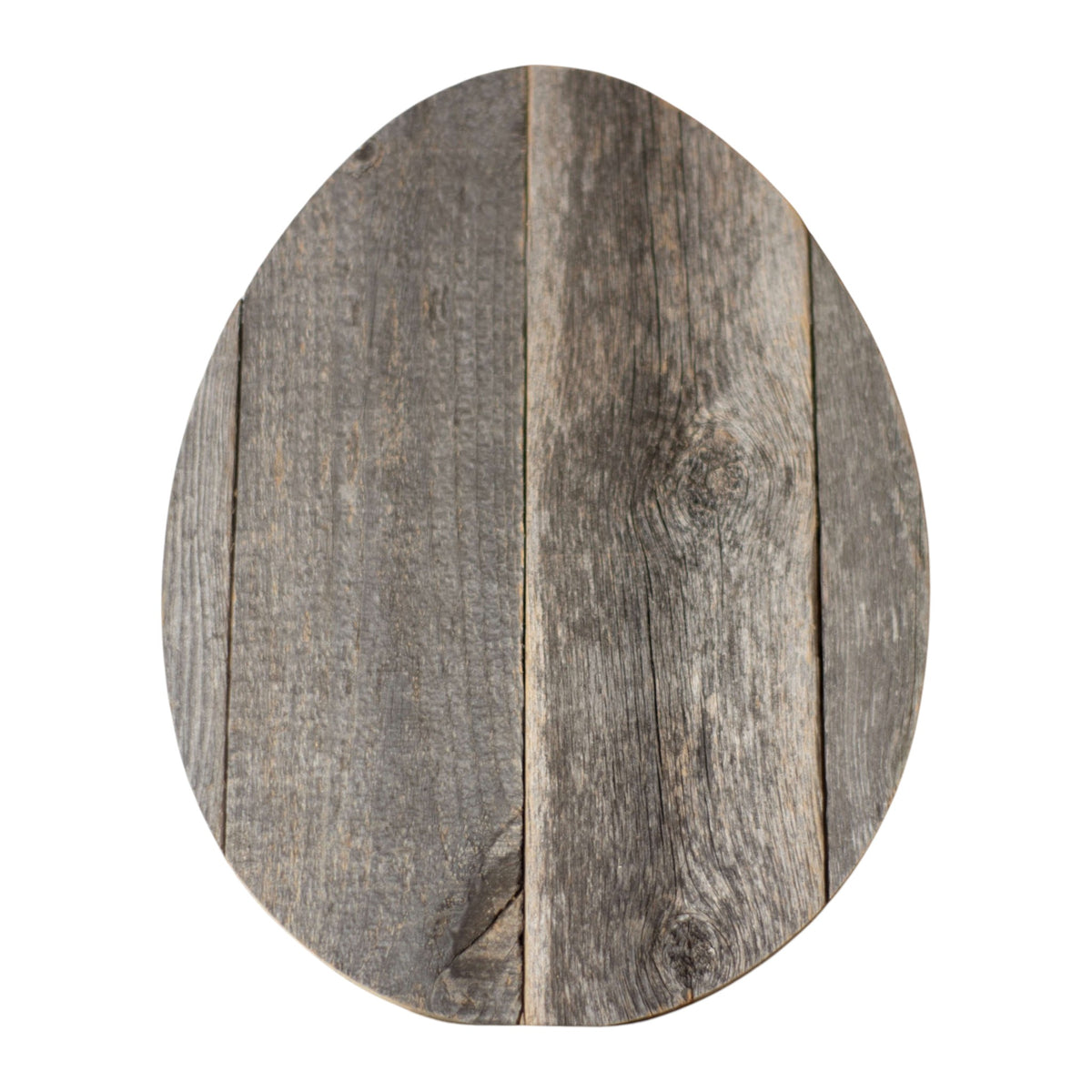 12" X 9" Gray Reclaimed Wood Egg Shaped Wall Decor