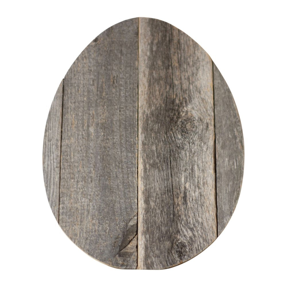 12" X 9" Gray Reclaimed Wood Egg Shaped Wall Decor