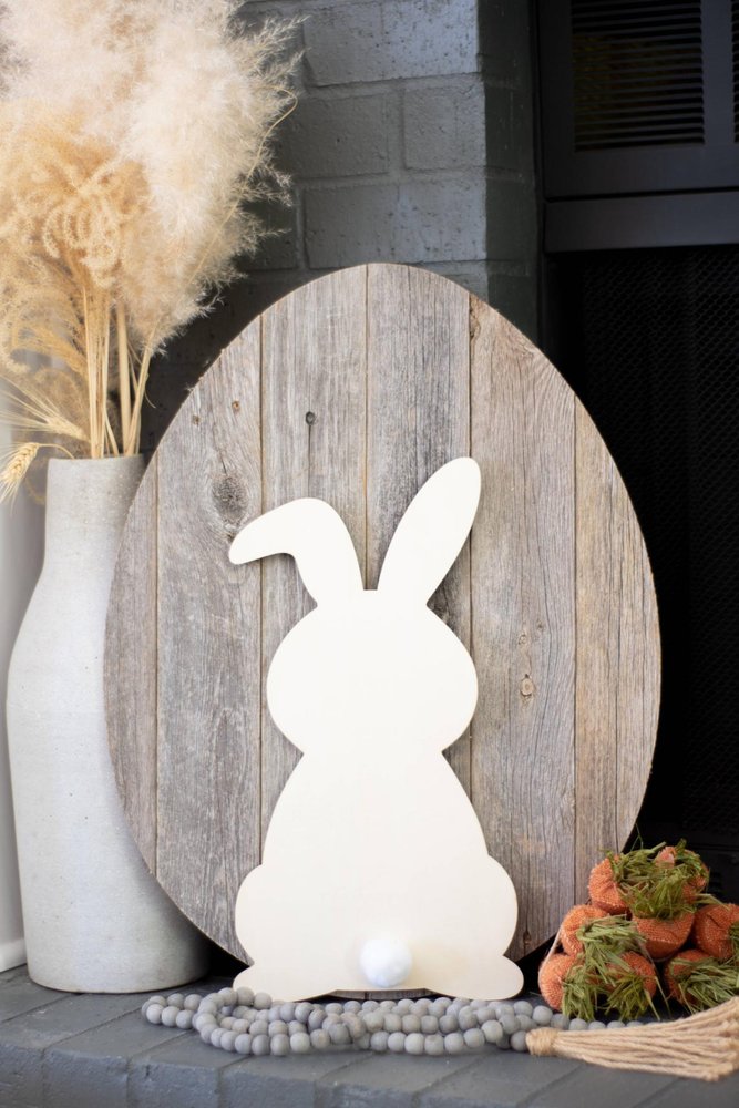 18" X 14" Gray Reclaimed Wood Egg Shaped Wall Decor