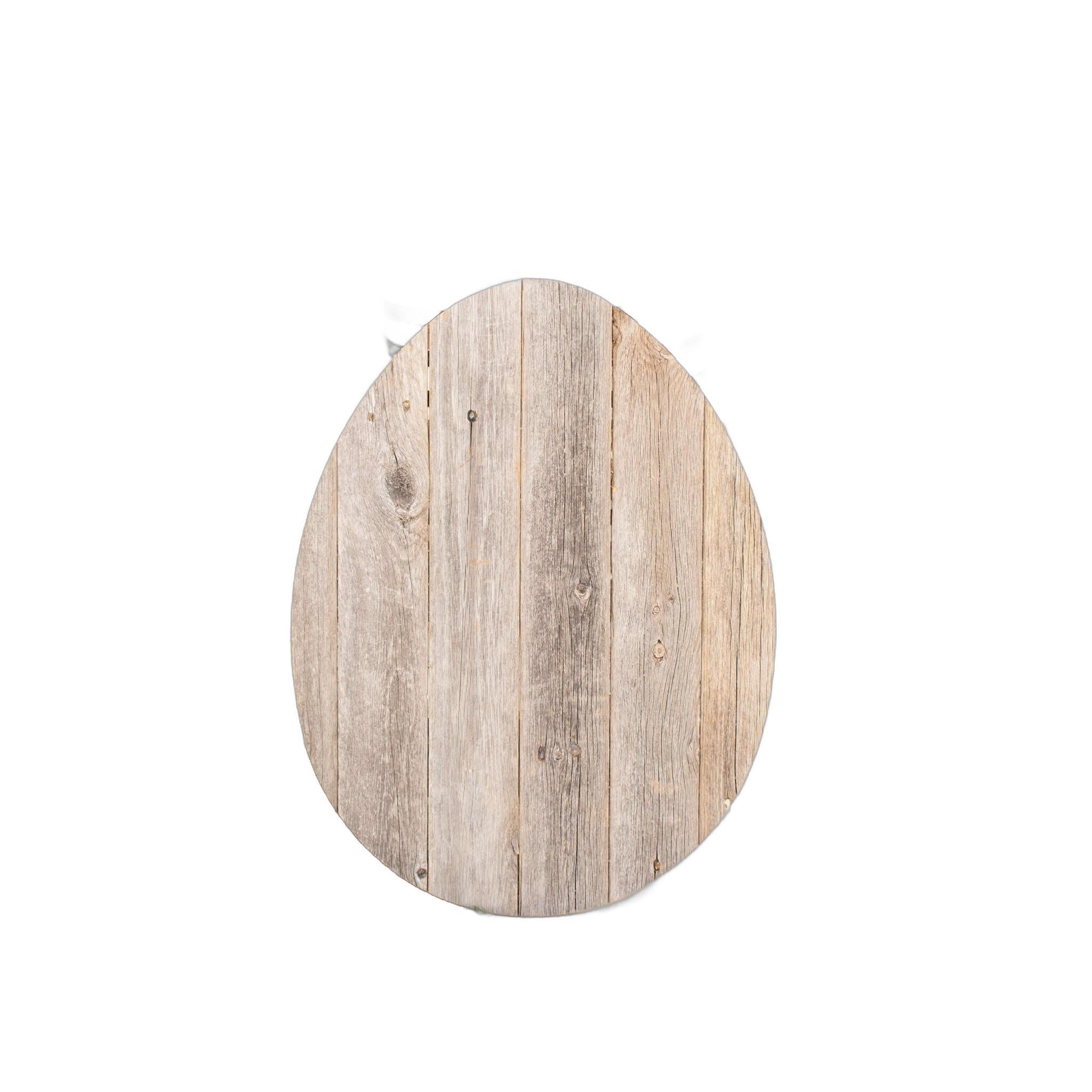 24" X 18" Gray Reclaimed Wood Egg Shaped Wall Decor