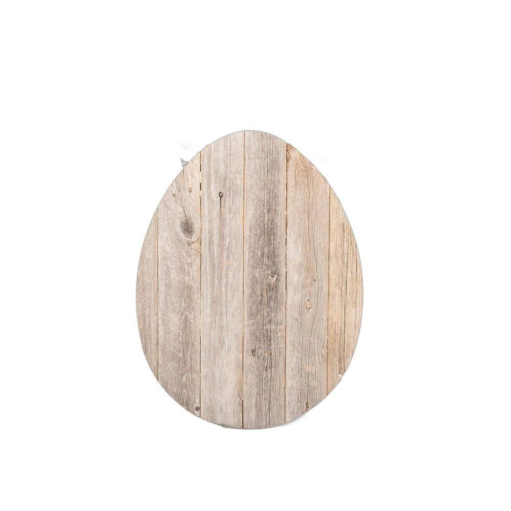 12" X 9" Gray Reclaimed Wood Egg Shaped Wall Decor