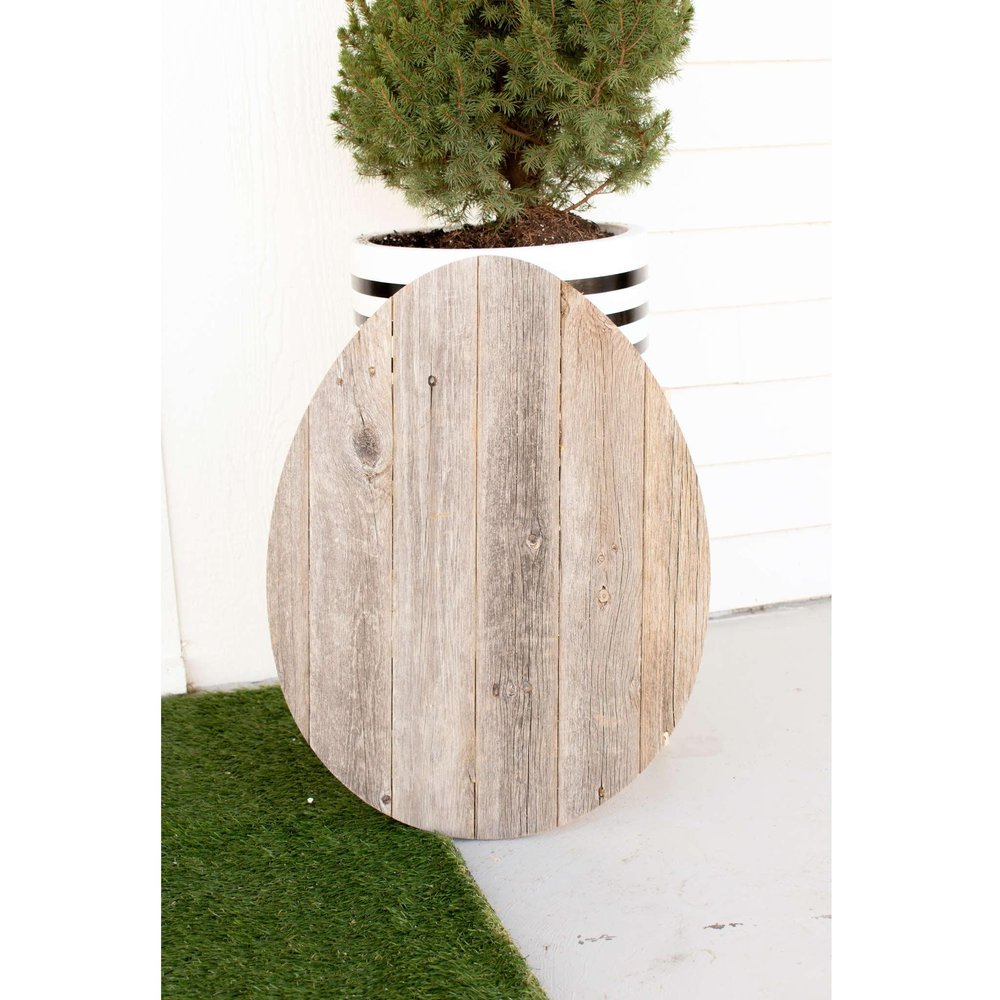 24" X 18" Gray Reclaimed Wood Egg Shaped Wall Decor