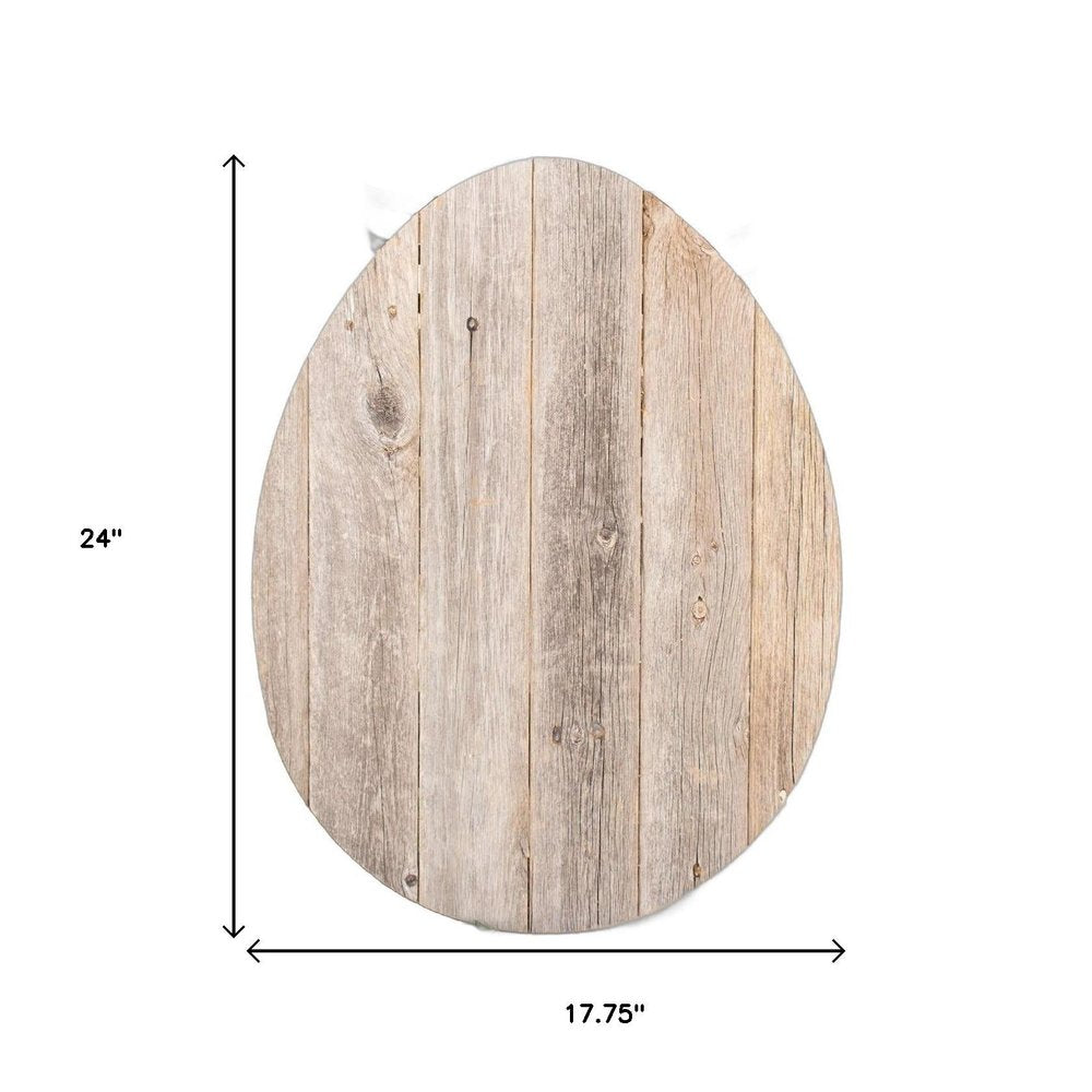 24" X 18" Gray Reclaimed Wood Egg Shaped Wall Decor