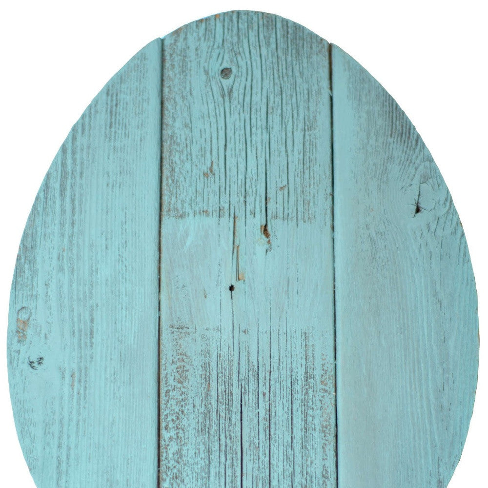 12" X 9" Turquoise Reclaimed Wood Egg Shaped Wall Decor