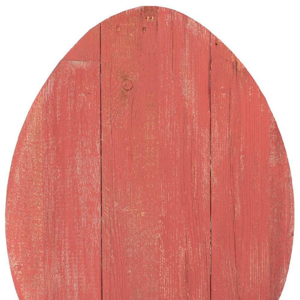 12" X 9" Red Reclaimed Wood Egg Shaped Wall Decor