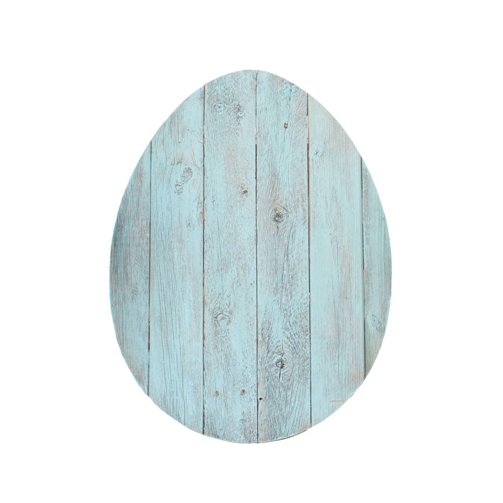 12" X 9" Turquoise Reclaimed Wood Egg Shaped Wall Decor