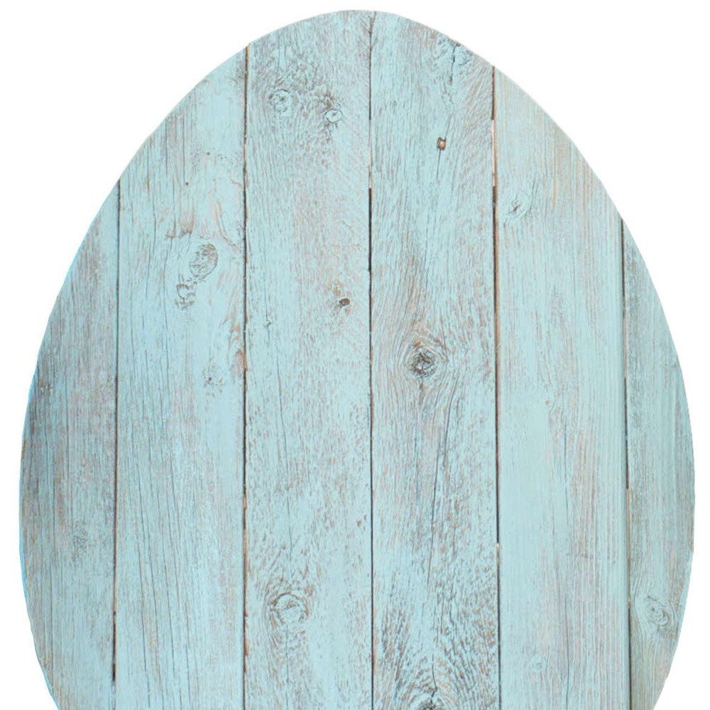 18" X 14" Turquoise Reclaimed Wood Egg Shaped Wall Decor