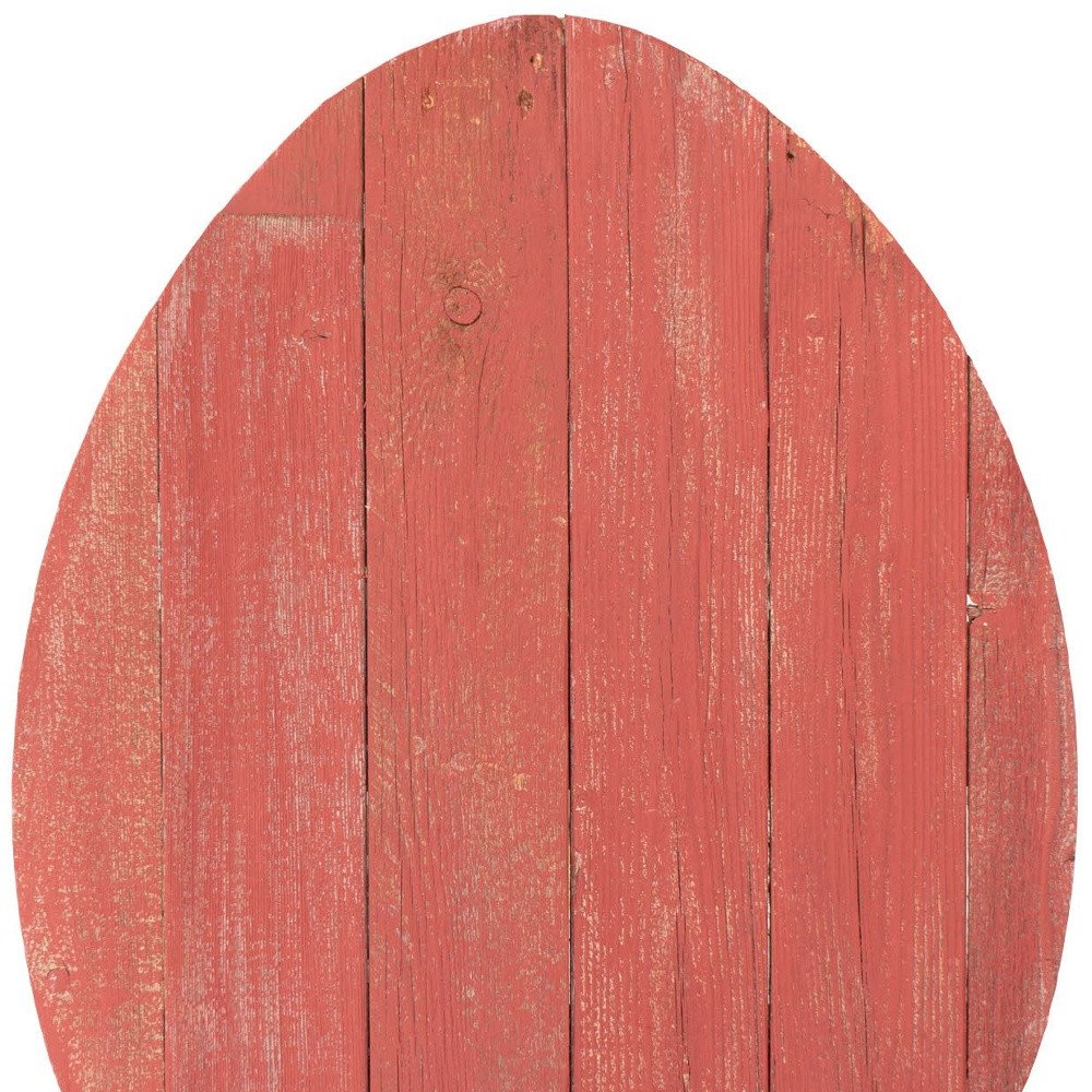 18" X 14" Red Reclaimed Wood Egg Shaped Wall Decor