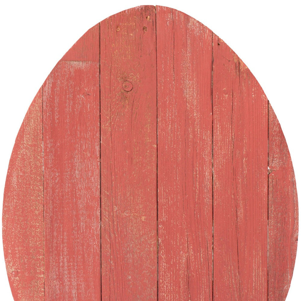 24" X 18" Red Reclaimed Wood Egg Shaped Wall Decor