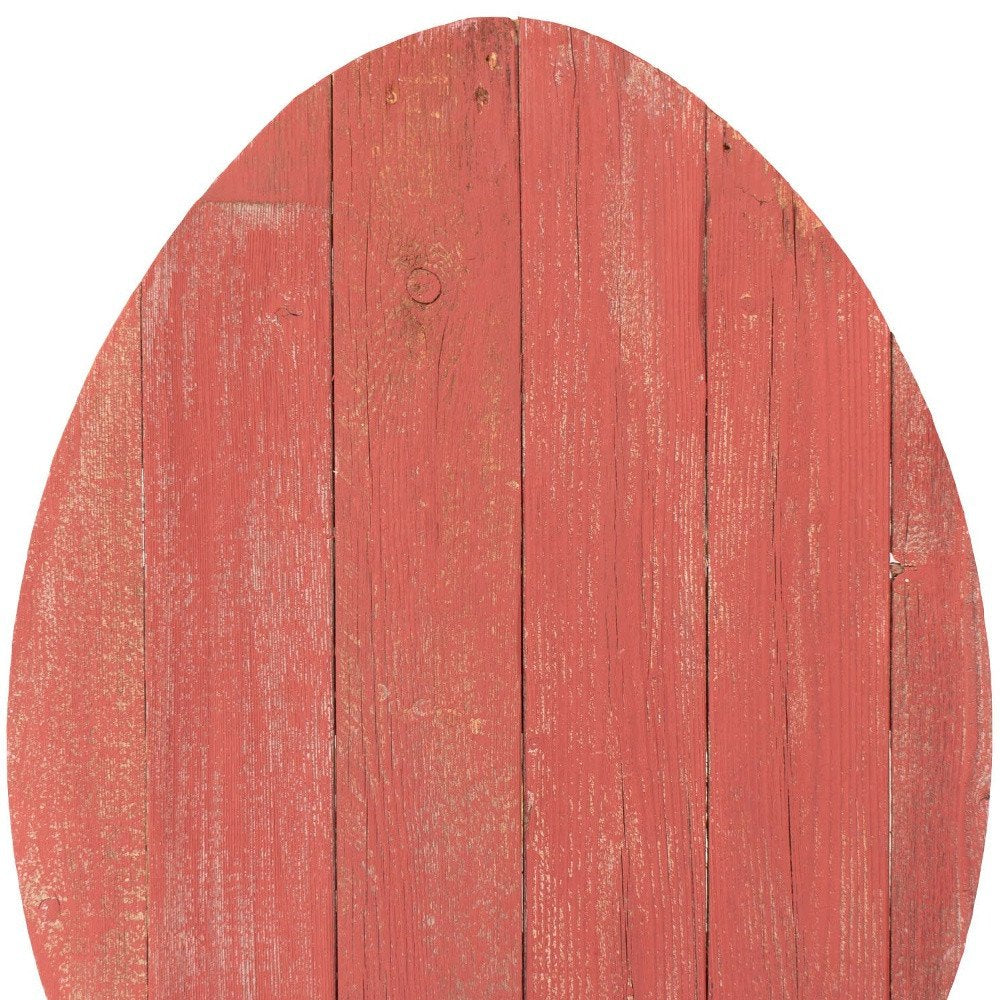 24" X 18" Red Reclaimed Wood Egg Shaped Wall Decor