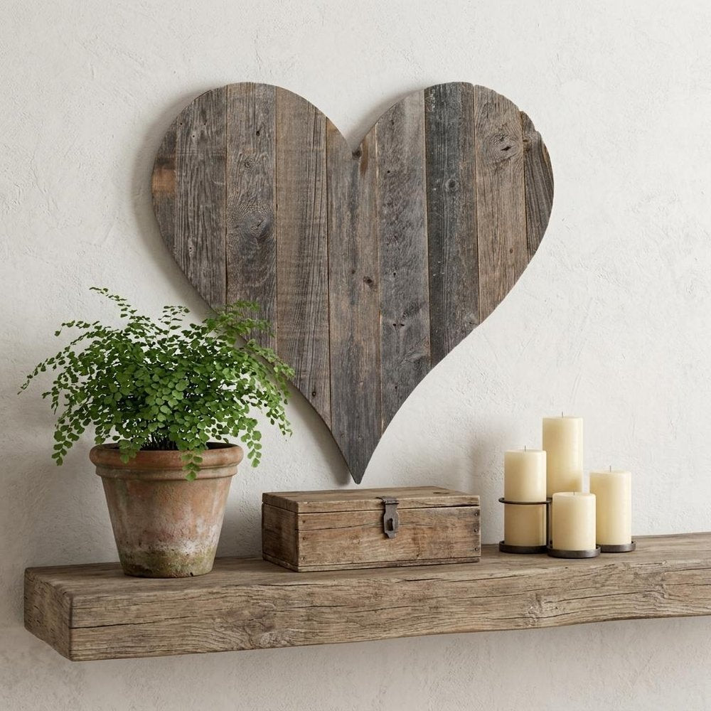 12" Weathered Gray Reclaimed Wood Heart Wall Decor