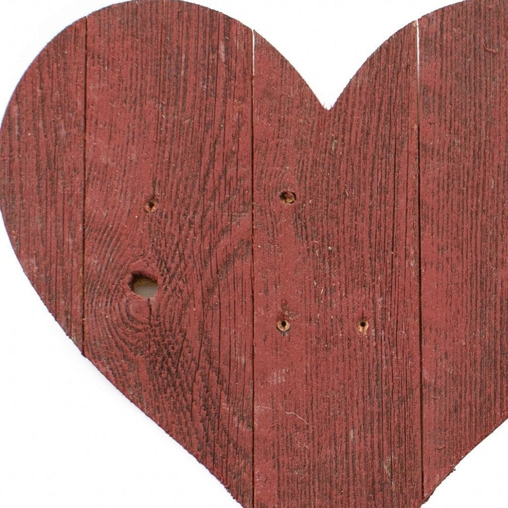 12" X 12" Red Wood Heart Hanging Dimensional Sculpture