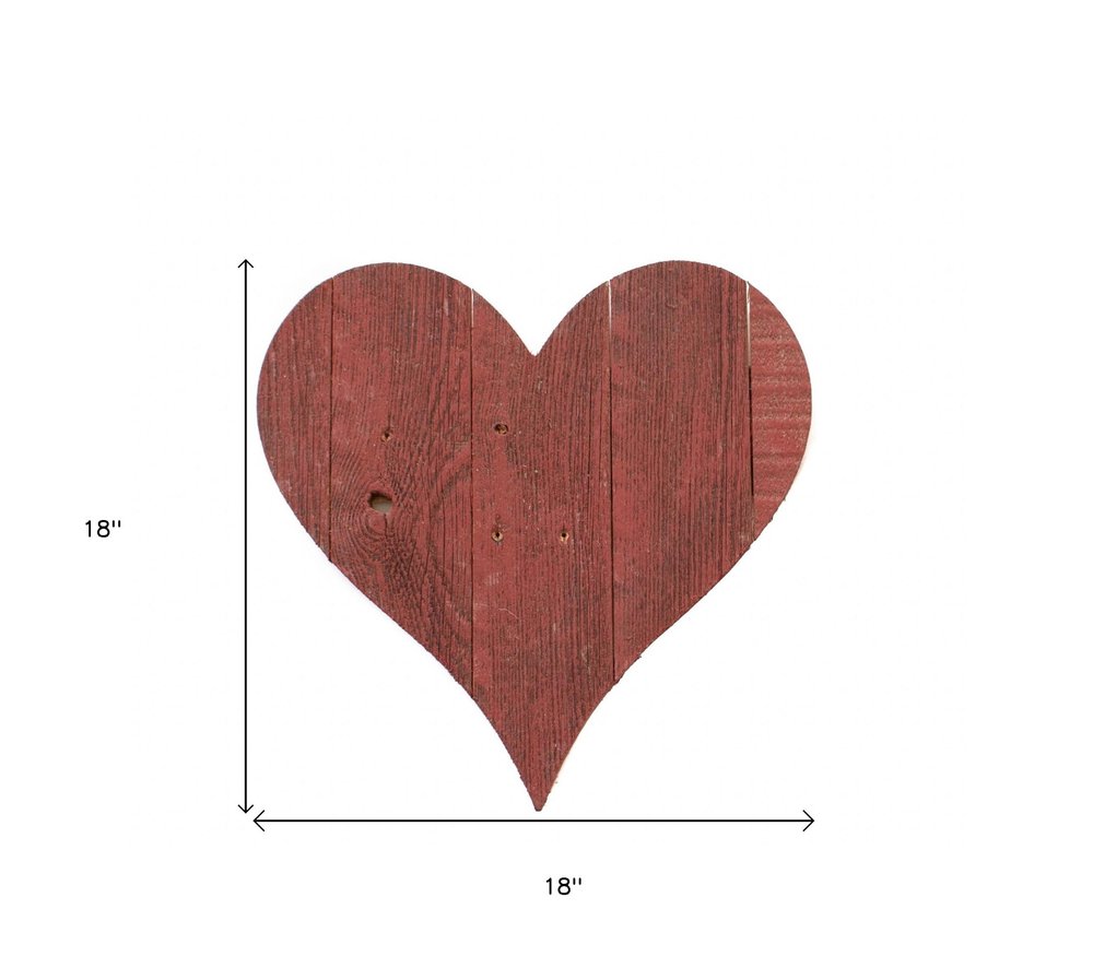 12" X 12" Red Wood Heart Hanging Dimensional Sculpture