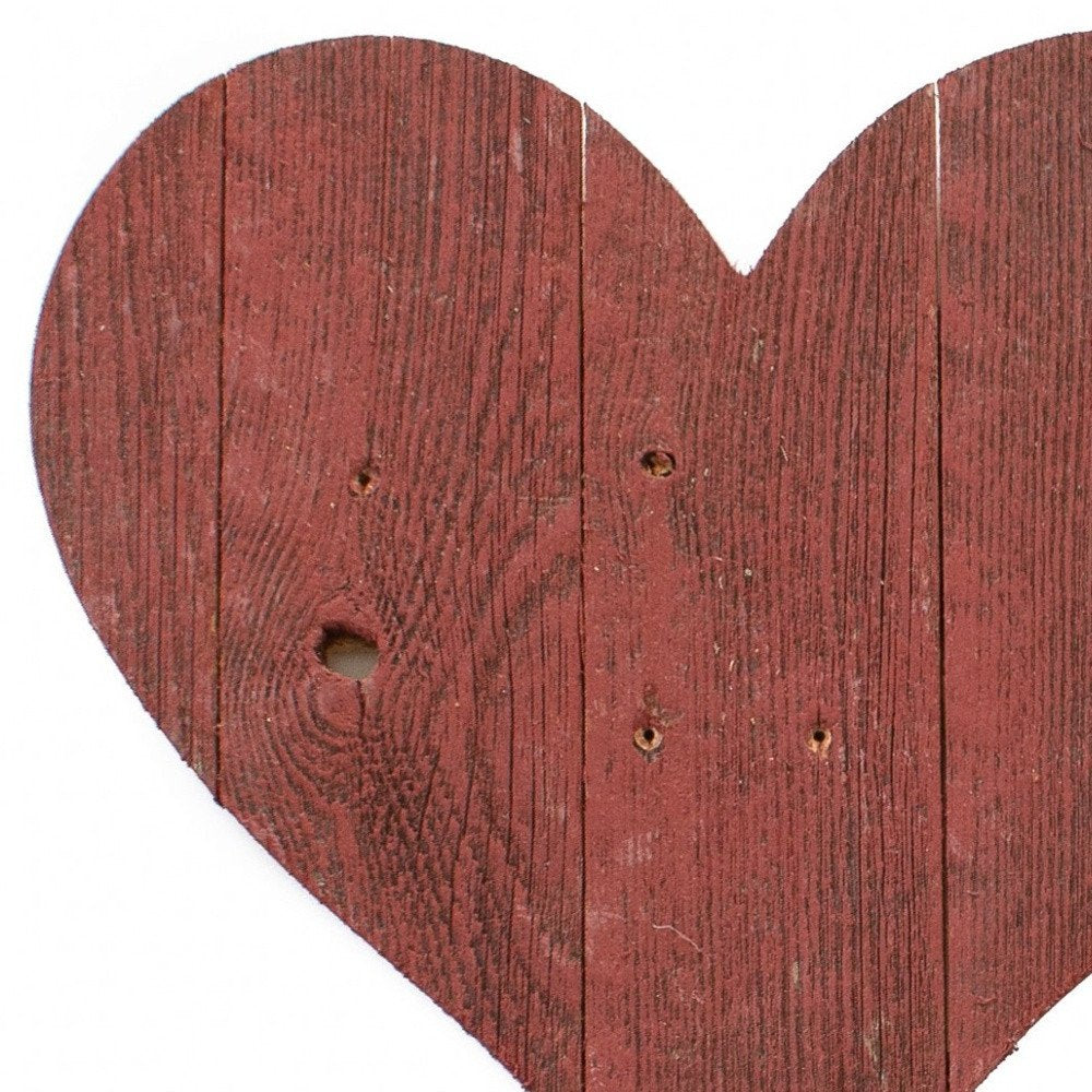 12" X 12" Red Wood Heart Hanging Dimensional Sculpture