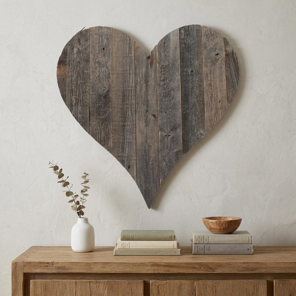 24" Weathered Gray Reclaimed Wood Heart Wall Decor