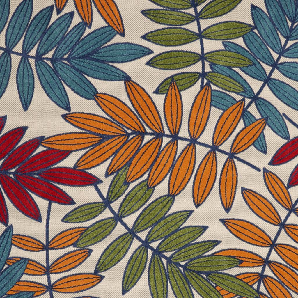 7' X 10' Ivory And Blue Floral Indoor Outdoor Area Rug