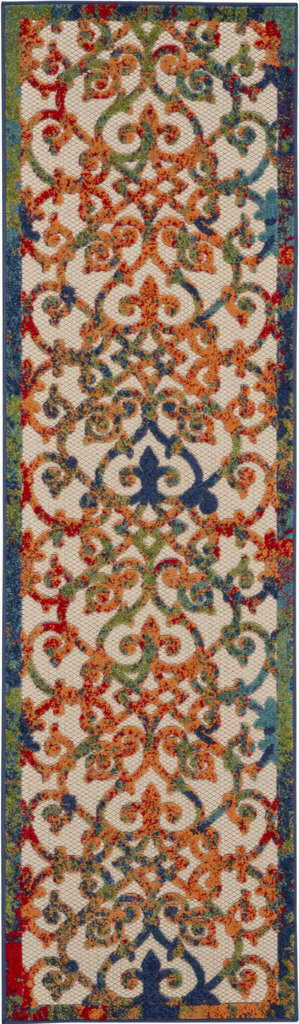 10' Ivory And Blue Indoor Outdoor Area Rug
