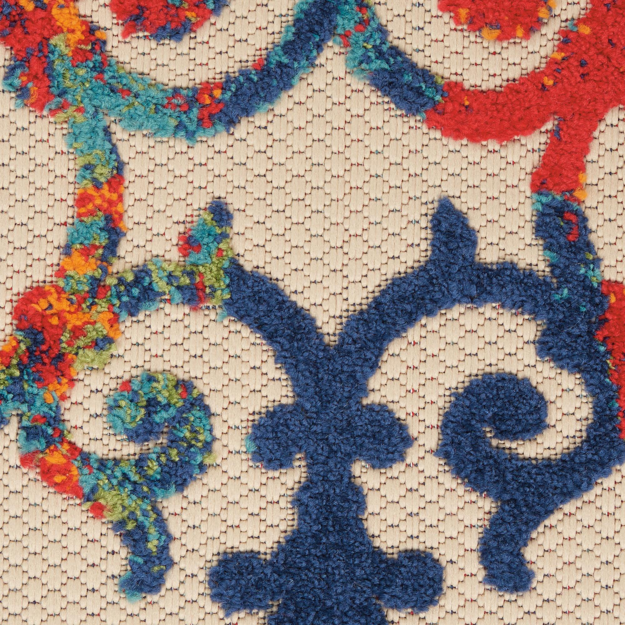 6' X 9' Ivory And Blue Indoor Outdoor Area Rug