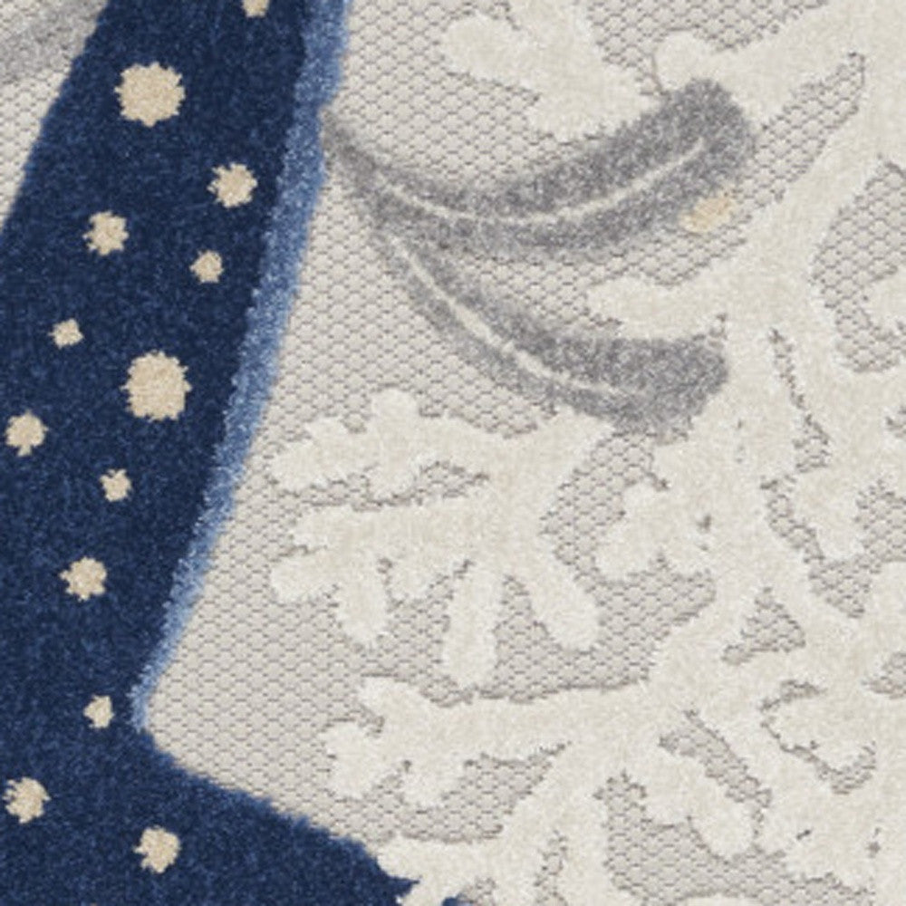 5' X 8' Blue And Gray Indoor Outdoor Area Rug