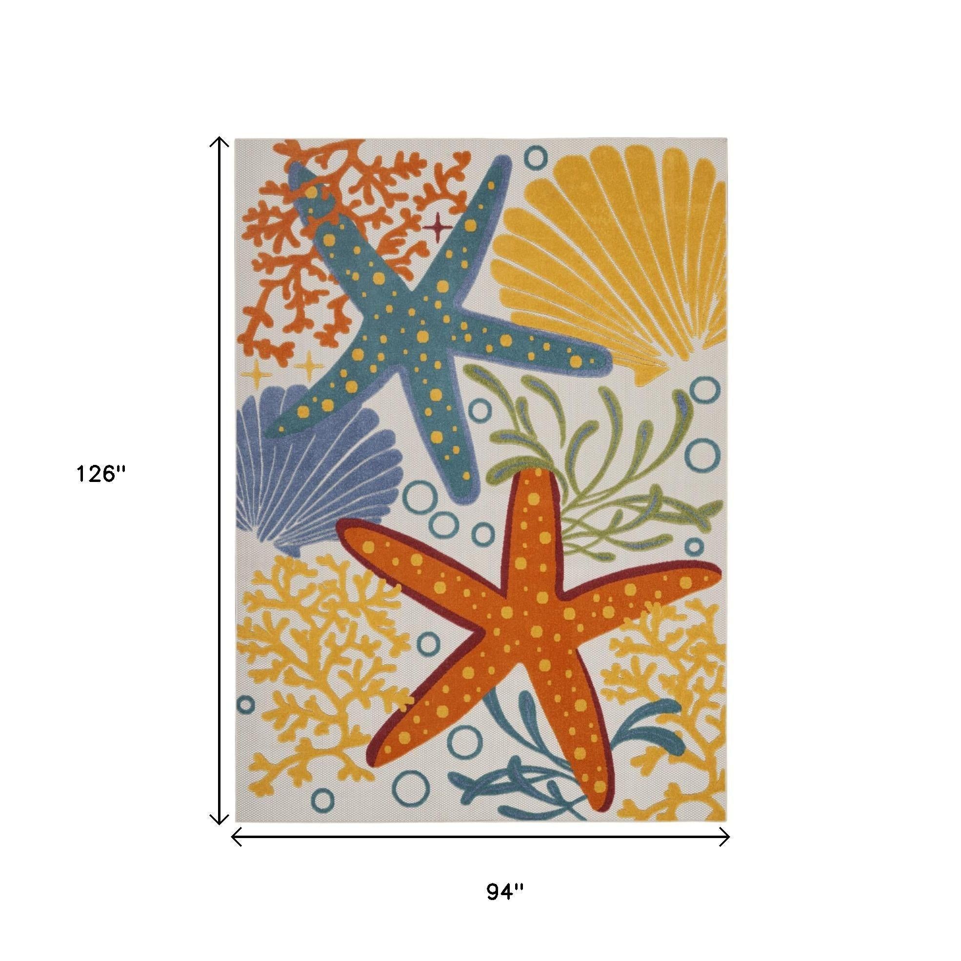 8' X 11' Yellow And Ivory Indoor Outdoor Area Rug
