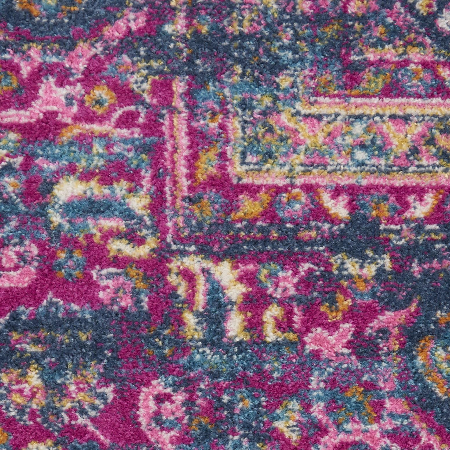 7' X 10' Blue And Pink Medallion Distressed Area Rug