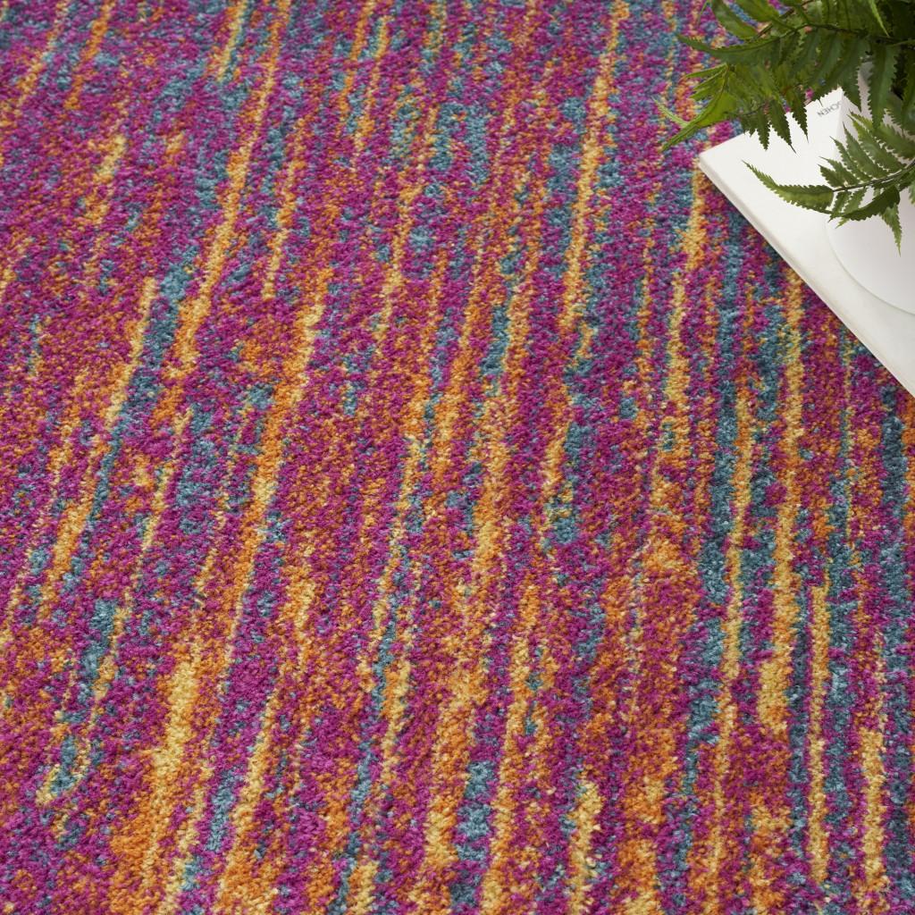 8' X 10' Blue And Orange Abstract Area Rug