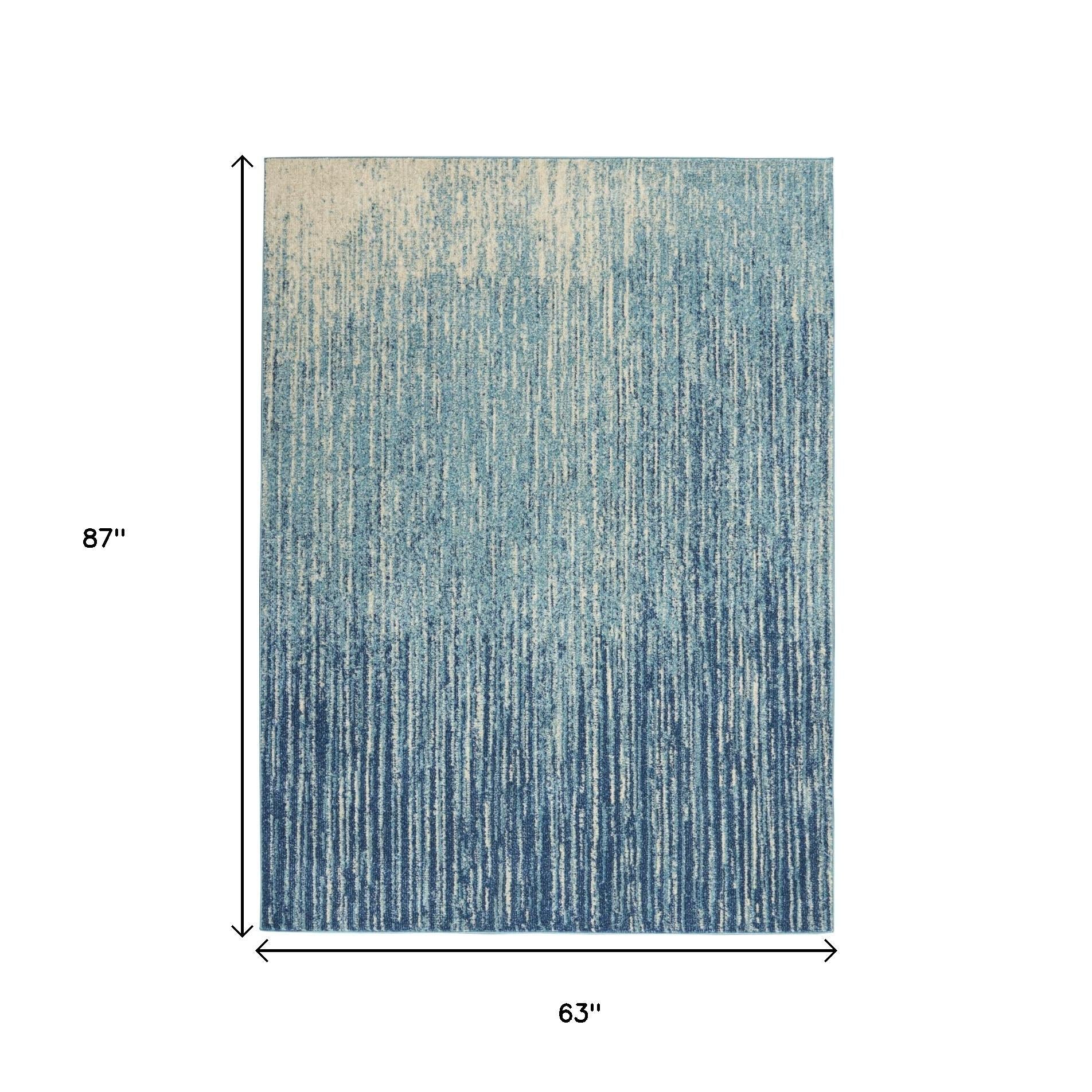 5' X 7' Blue And Ivory Abstract Area Rug