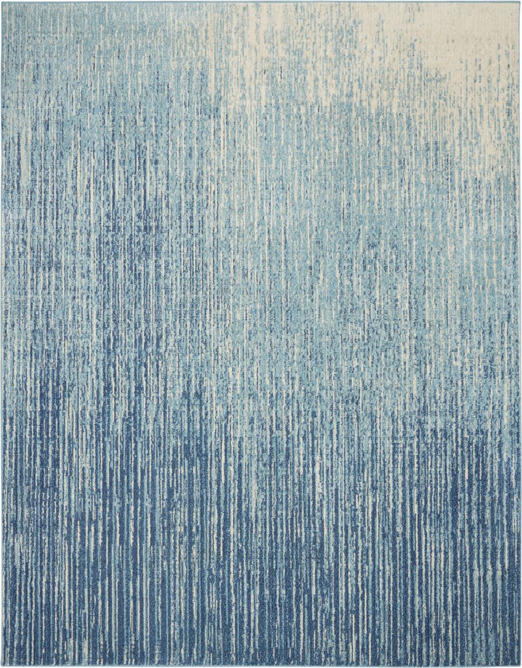 8' X 10' Blue And Ivory Abstract Area Rug