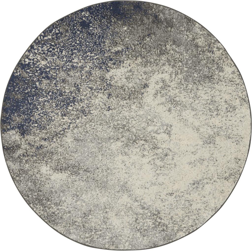 4' Gray And Ivory Abstract Round Rug