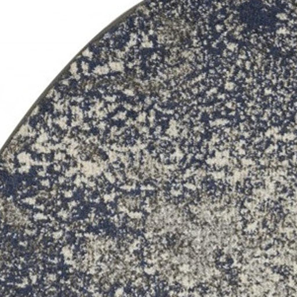 5' Gray And Ivory Abstract Round Rug