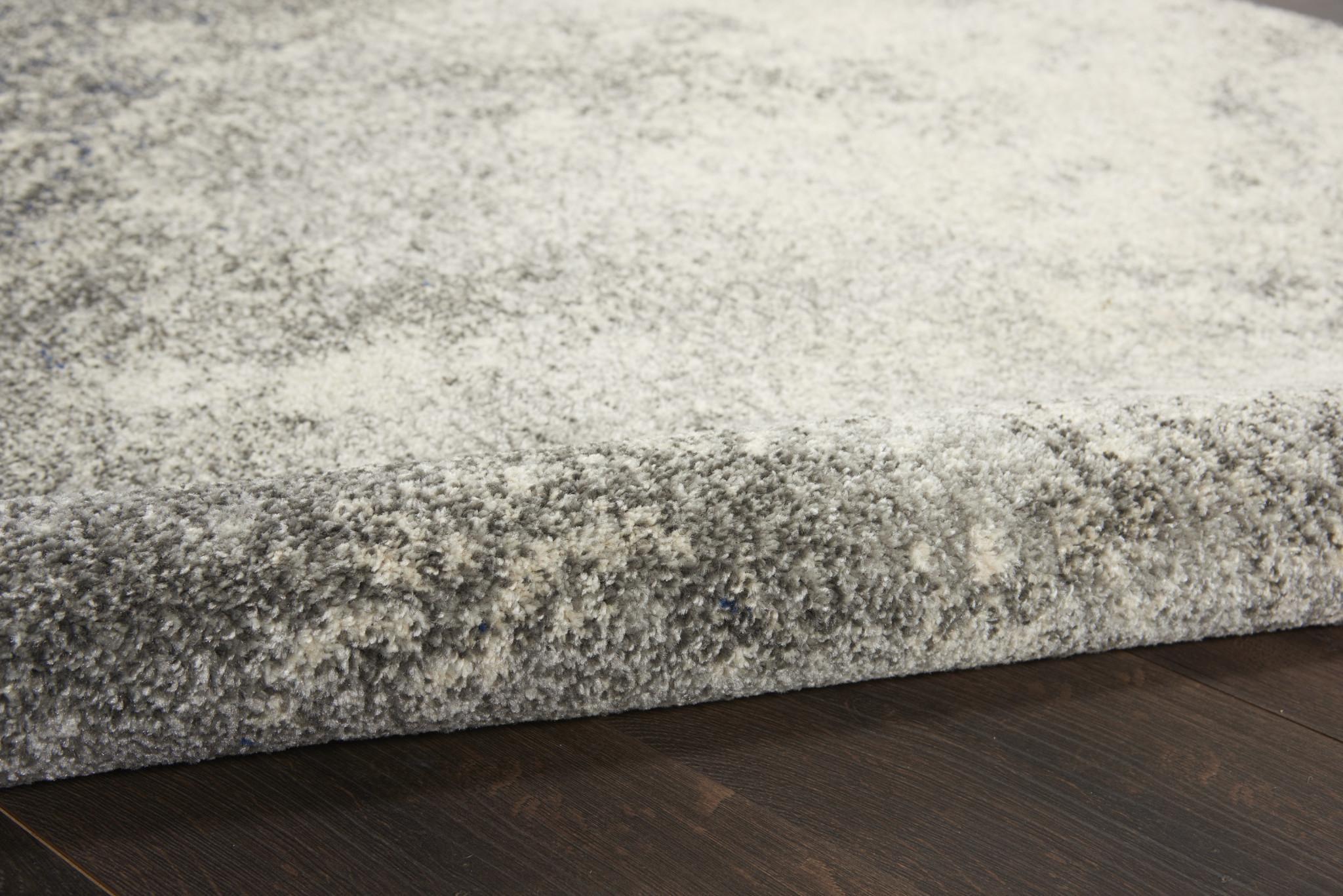 5' Gray And Ivory Abstract Round Rug