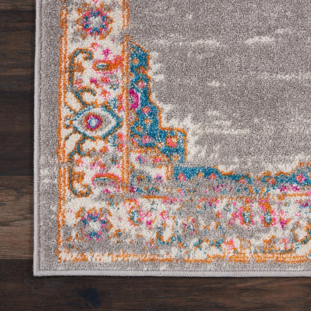 8' X 10' Gray And Gold Medallion Distressed Area Rug