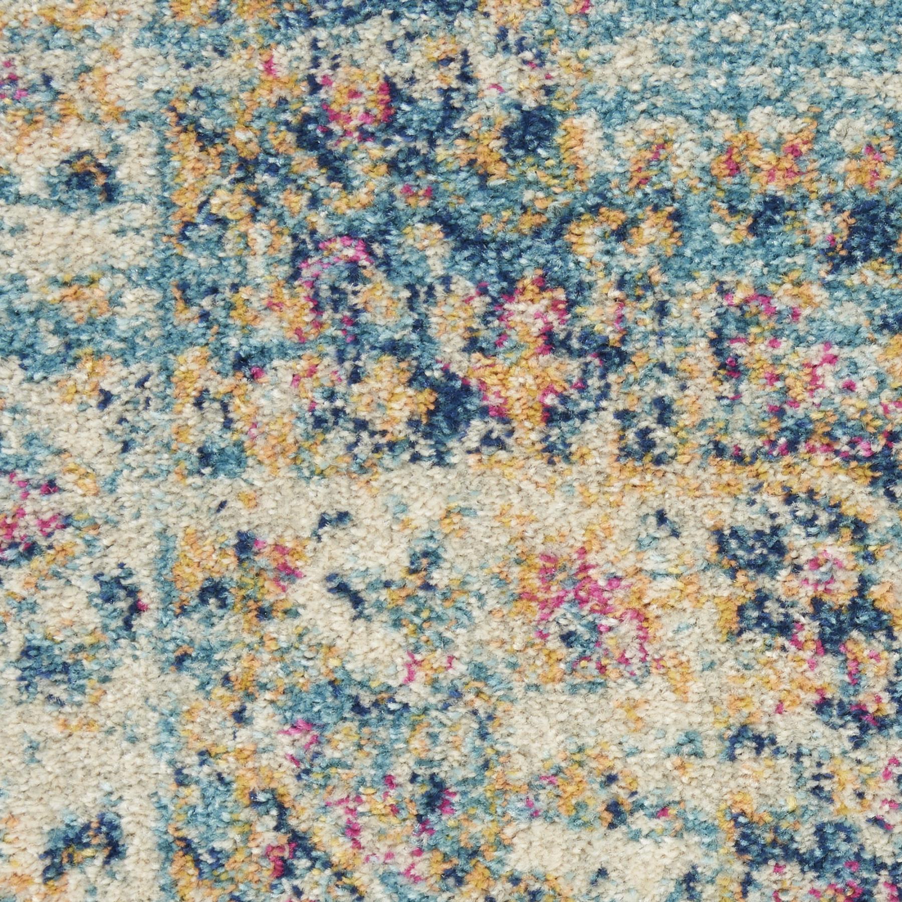 4' Blue And Ivory Southwestern Distressed Round Rug