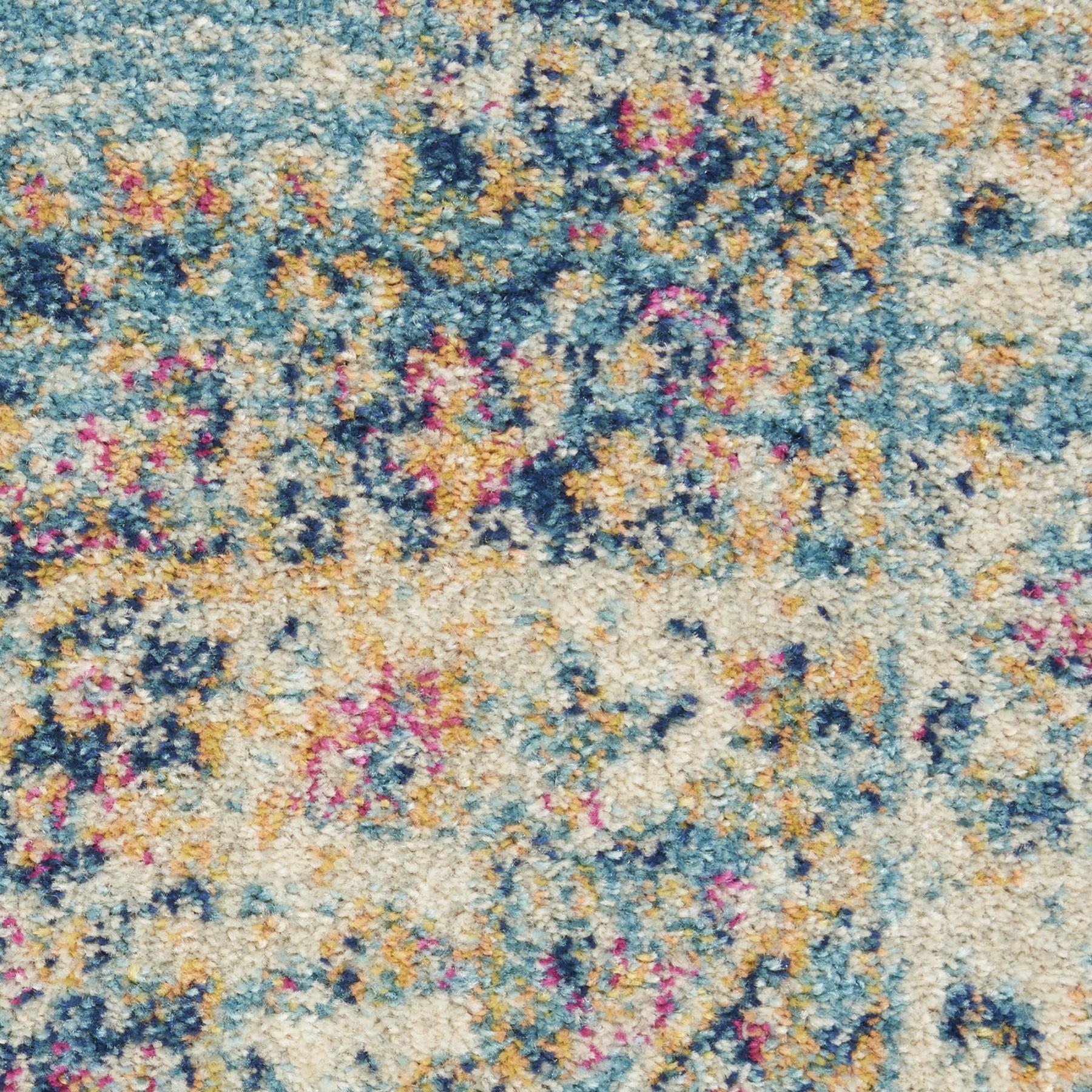 5' X 7' Blue And Ivory Southwestern Distressed Area Rug