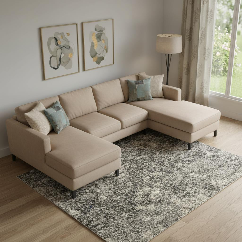8' X 10' Gray And Ivory Abstract Area Rug