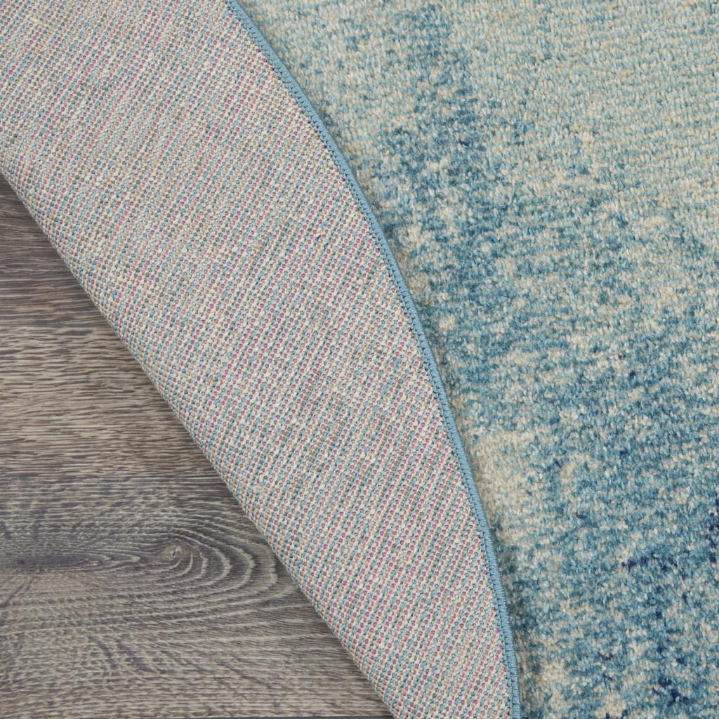 4' Blue And Ivory Abstract Round Rug