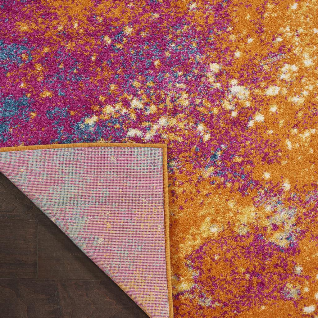 5' X 7' Blue And Orange Abstract Area Rug