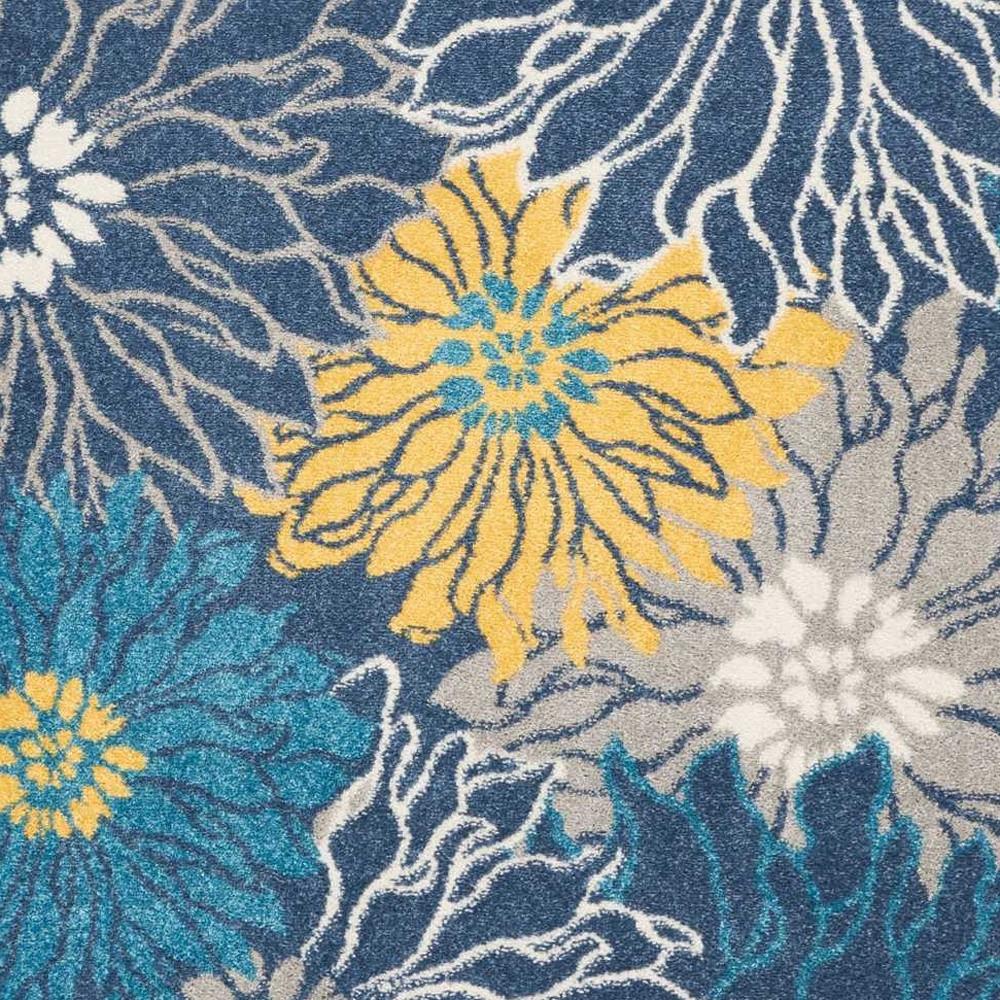 4' X 6' Blue And Gold Floral Area Rug