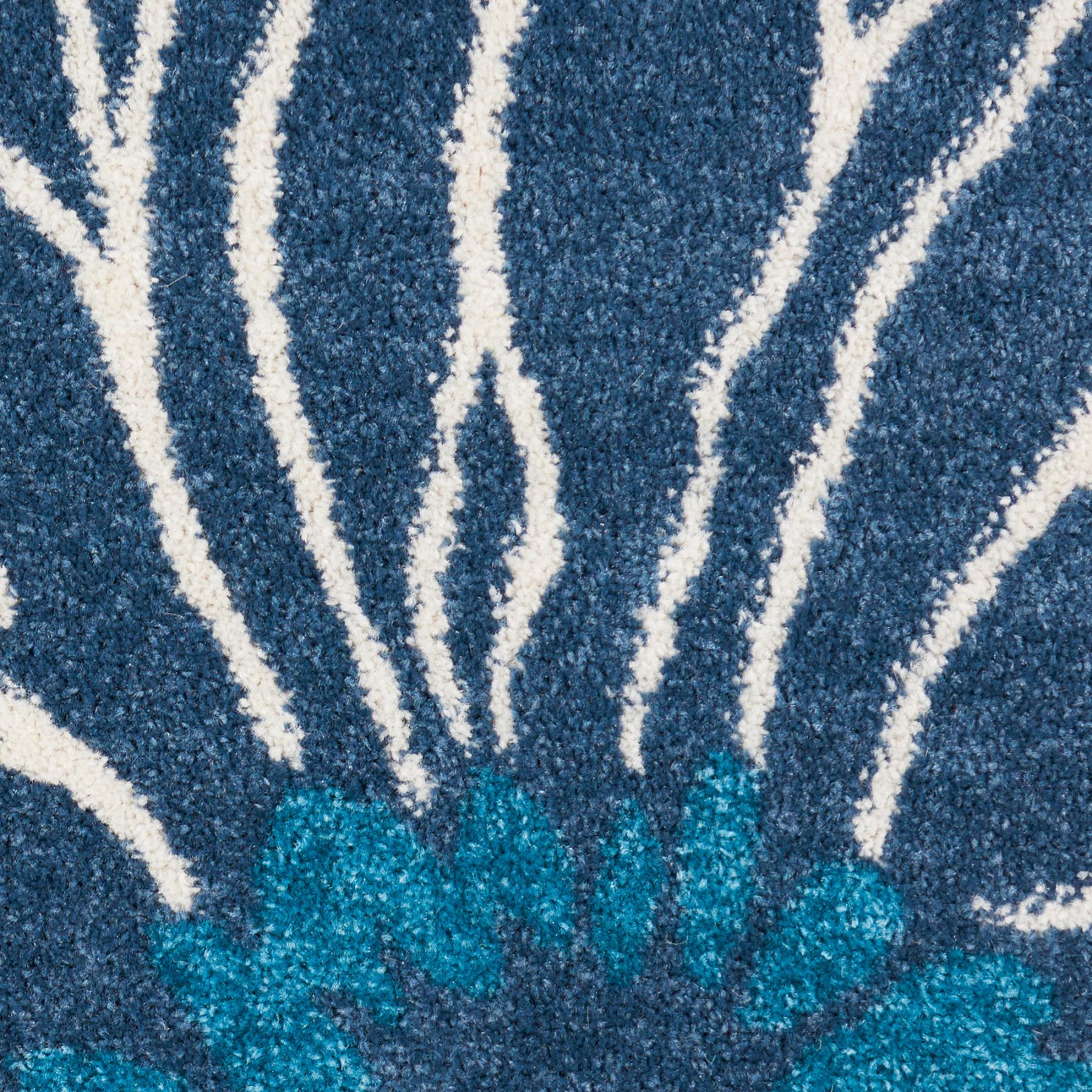 7' X 10' Blue And Gold Floral Area Rug