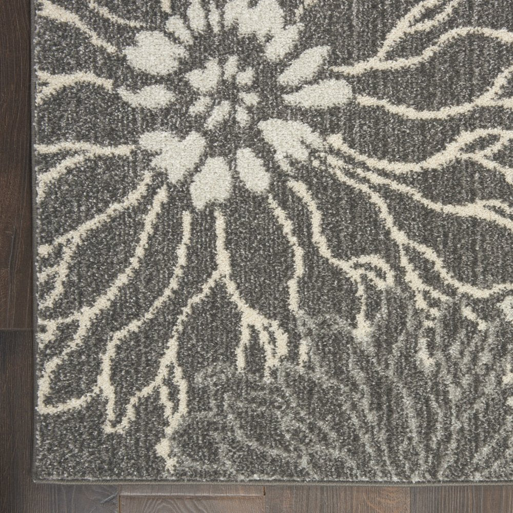 2' X 3' Blue And Gray Floral Area Rug