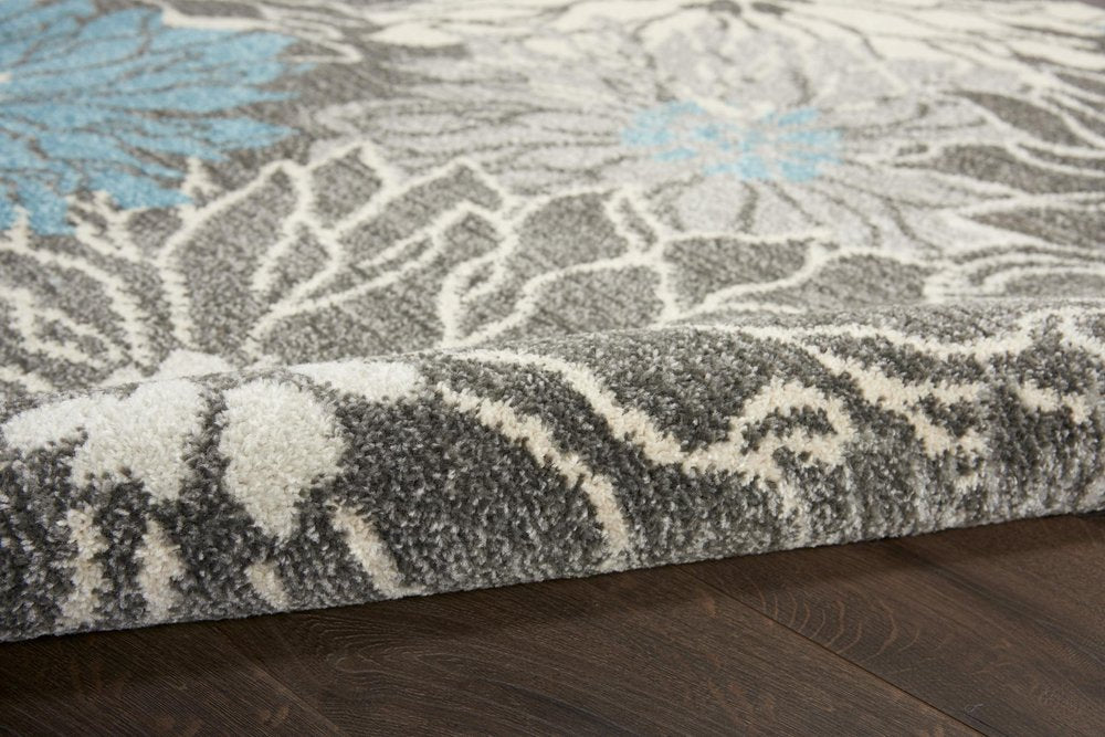 2' X 3' Blue And Gray Floral Area Rug