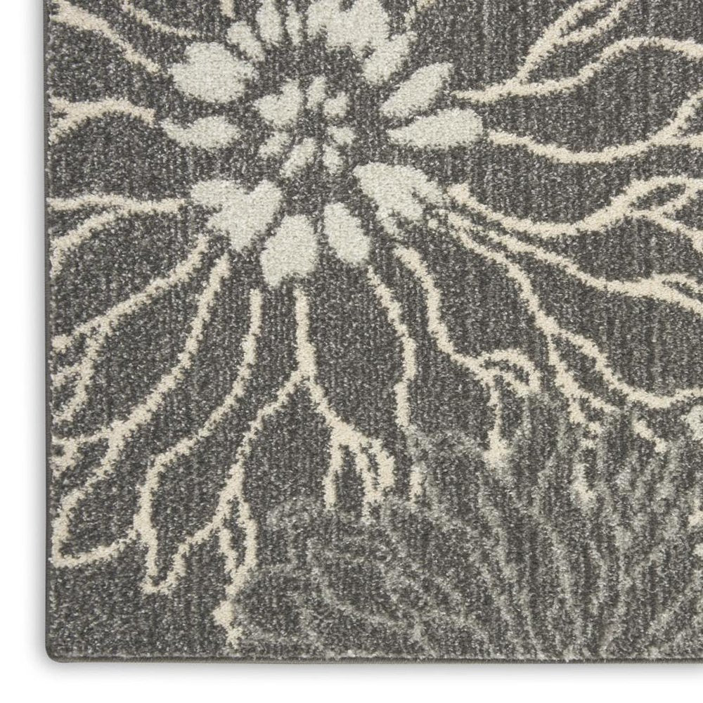 2' X 3' Blue And Gray Floral Area Rug