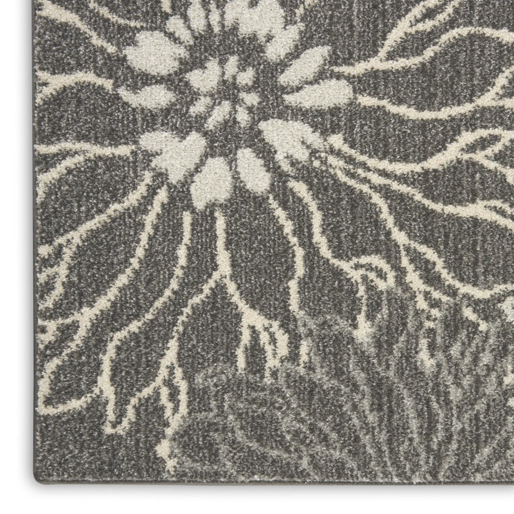 2' X 3' Blue And Gray Floral Area Rug