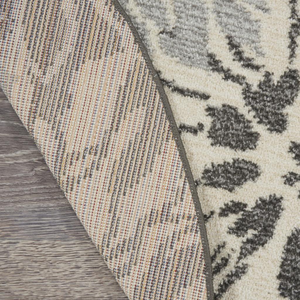 5' Blue And Gray Floral Round Rug
