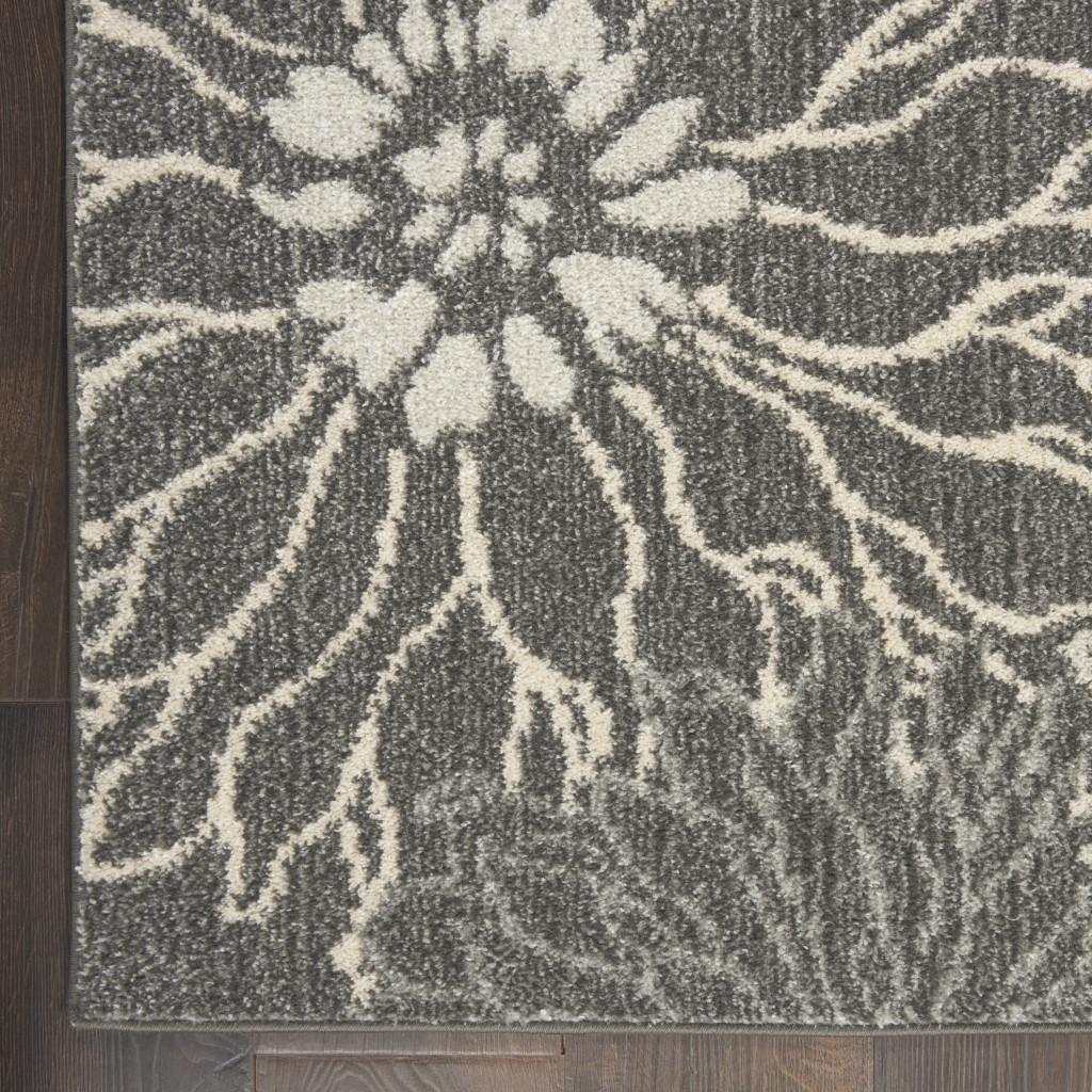 7' X 10' Blue And Gray Floral Area Rug
